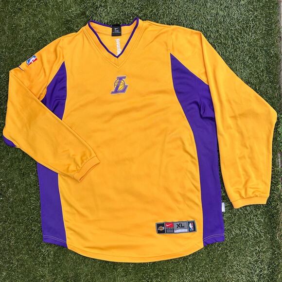 Vintage Nike Dri Fit NBA Los Angeles Lakers Y2K Warm Up Jersey Team Apparel XL - Picture 1 of 10